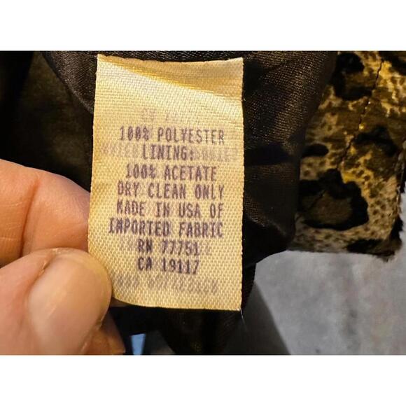 Vintage 80s Metallic Leopard Print Trench Coat | Made in USA Gold Animal Print - Picture 4 of 4